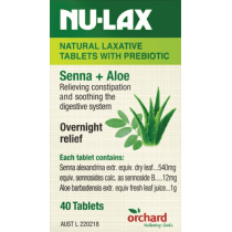 Nulax Natural Laxative Tablets with Prebiotic Senna and Aloe 40 Tablets