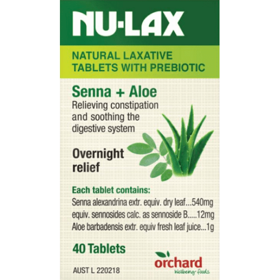 Nulax Natural Laxative Tablets with Prebiotic Senna & Aloe 40 Tablets