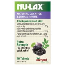 Nulax Natural Laxative Tablets with Prebiotic Senna and Prune 40 Tablets