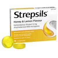 Strepsils Sore Throat Relief Honey And Lemon 16 Pack