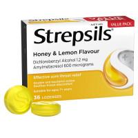 Strepsils Sore Throat Relief Honey And Lemon Lozenges 36 Pack
