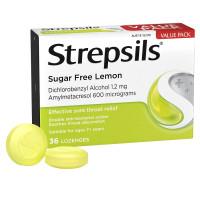 Strepsils Sore Throat Relief Sugar Free Lemon 36 Pack