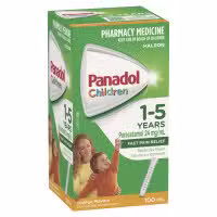 Panadol Children 1 to 5 years Colourfree Suspension Orange Flavour 100ml