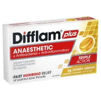 Difflam Plus Sore Throat Lozenges plus Anaesthetic Honey and Lemon 16 Lozenges