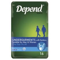 Depend Undergarments With Buttons 16 Pack