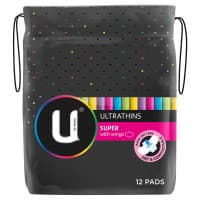 U By Kotex Super Wing Ultrathins 12 Pack
