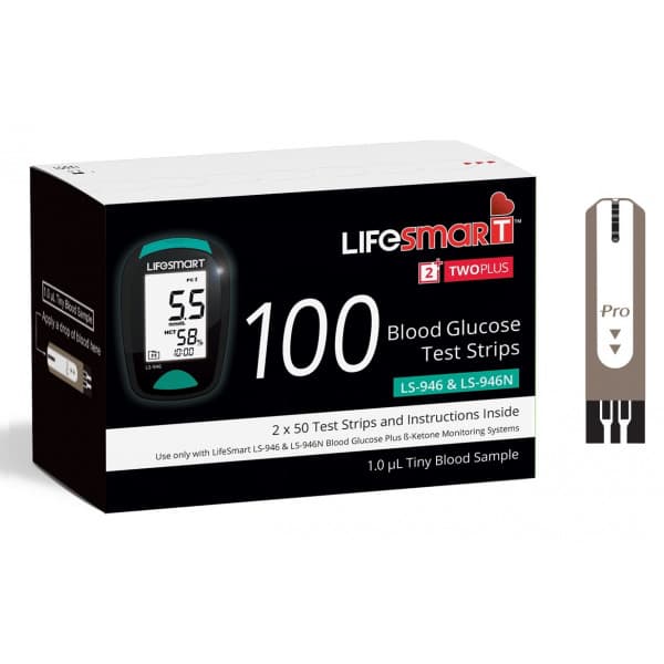 Buy LifeSmart Two Plus Blood Glucose Test Strips 100 Pack Online
