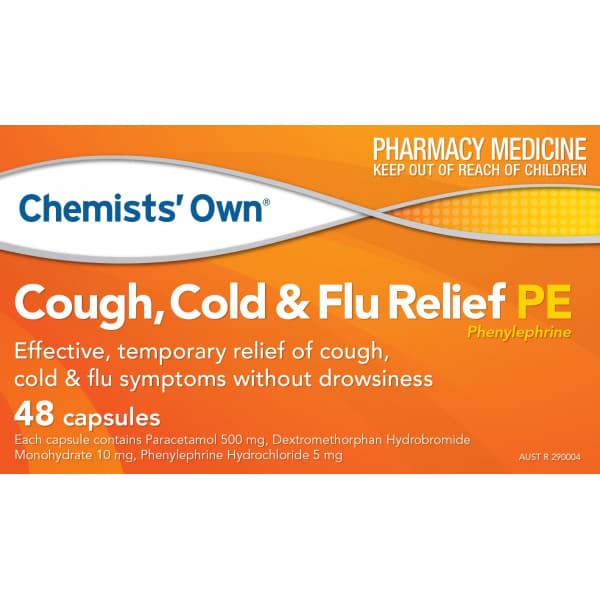 Buy Chemists Own Cough Cold & Flu Relief PE 48 Capsules Online