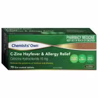 Chemists Own CZine Hayfever and Allergy Relief 70 Tablets 10mg
