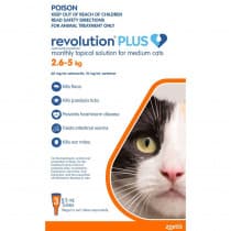 Revolution Plus for Medium Cats 2.6 - 5kg Orange 3 Pack