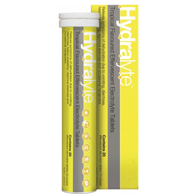Buy Hydralyte Effervescent Electrolyte Tropical 20 Tablets Online