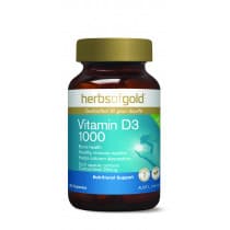 Herbs of Gold Vitamin D3 1000 120 Capsules (VEGAN IN RICE BRAN OIL)