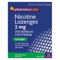 Pharmacy Care Nicotine Lozenges 2mg Peppermint 72 Pack