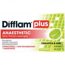 Difflam Plus Sore Throat Lozenges + Anaesthetic Pineapple & Lime 16 Lozenges
