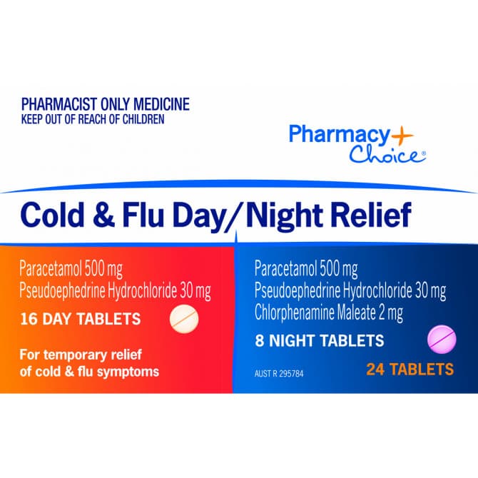 Buy Pharmacy Choice Cold & Flu Day & Night 24 Tablets (S3) Online