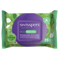 Swisspers Eco Aloe Vera Biodegradable Facial Wipes 25 Pack