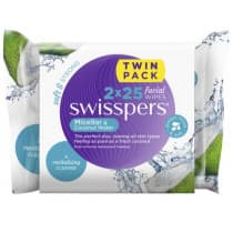 Swisspers Micellar & Coconut Water Facial Wipes Twin Pack (2 X 25 Wipes)