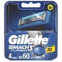 Gillette Mach3 Turbo Replacement Cartridges 4 Pack