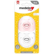 Medela Plus with Steribox Soft Silicone Soother 0-6 Months Pink 2 Pack