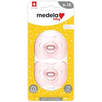 Medela Plus with Steribox Soft Silicone Soother 6-18 Months Pink 2 Pack
