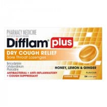Difflam Plus Dry Cough Relief Honey Lemon & Ginger Flavour Lozenges 24