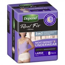 Depend Real Fit Women's Night Defence Underwear 8 Pack