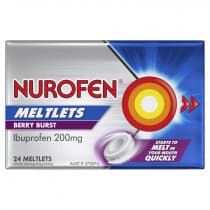 Nurofen Meltlets Pain Relief Berry Burst Ibuprofen 200mg 24 Pack