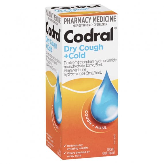 Codral Dry Cough + Cold Oral Liquid Berry 200mL