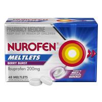 Nurofen Meltlets Pain Relief Berry Burst 200mg Ibuprofen 48 Value Pack