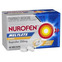 Nurofen Meltlets Pain Relief Citrus 200mg Ibuprofen 48 pack