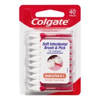 Colgate Soft Interdental Brush And Pick 40 Pack With Travel Case