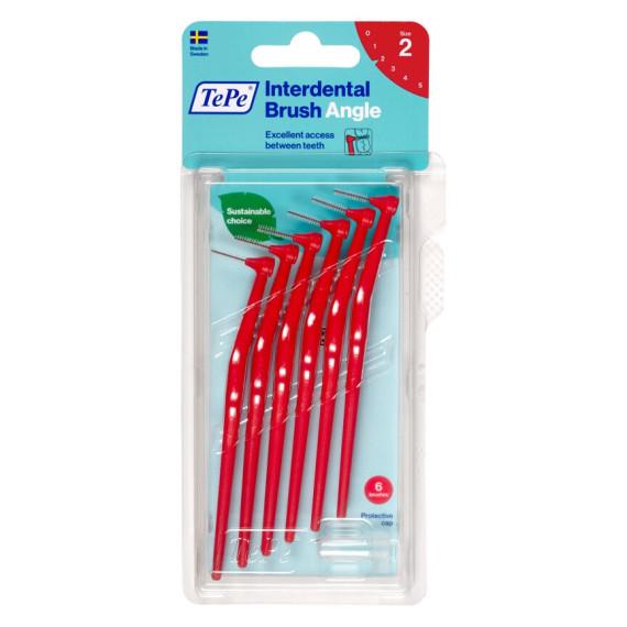 Buy Tepe Interdental Brush Angle 0.5mm Red Size 2 6 Pack Online Chempro AU