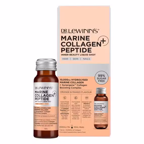 Dr. Lewinns Marine Collagen Peptide Plus Inner Beauty Liquid Shot Orange and Mango Flavour 50ml Shots