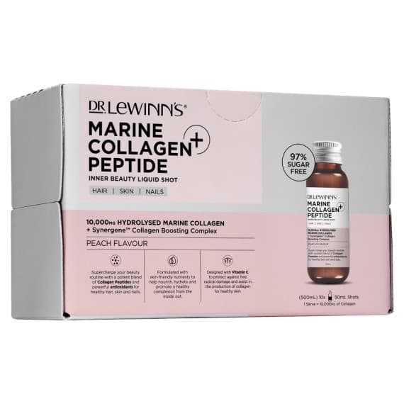 Buy Dr. Lewinns Marine Collagen Peptide Plus Inner Beauty Liquid Shot Peach Flavour 10 x 50ml Online Chempro AU