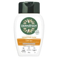 DermaVeen Sensitive Sun SPF Plus 50 Moisturizing UVB Plus UVA Sunscreen Face and Body Cream 250g
