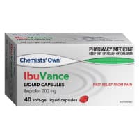 Chemists Own IbuVance Liquid 40 Capsules 200mg 