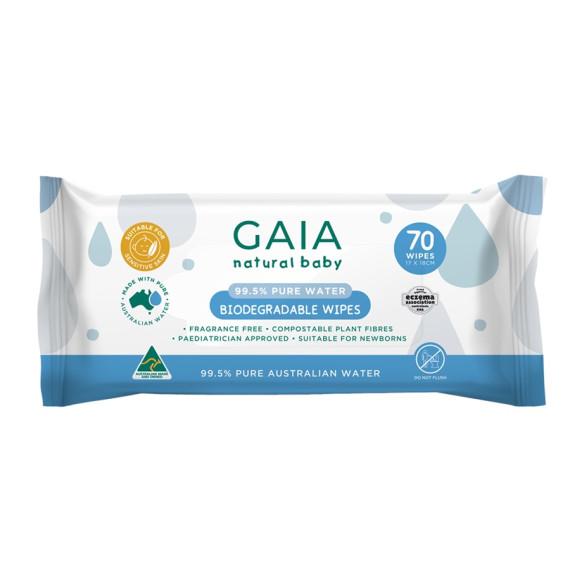 GAIA Baby Pure Water Wipes 70pk - Natural Care at Chempro Online