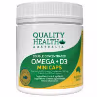 Quality Health Australia Double Concentrated Omega Plus Vitamin D3 Mini 250 Capsules