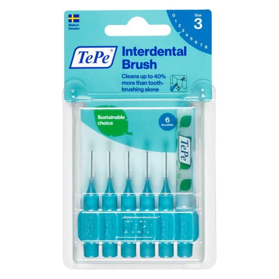 TePe Interdental Brush Blue 0.6mm Size 3 6 Pack for precise cleaning at Chempro Online