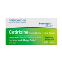 Pharmacy Choice Cetirizine Hayfever and Allergy Relief 100 Tablets