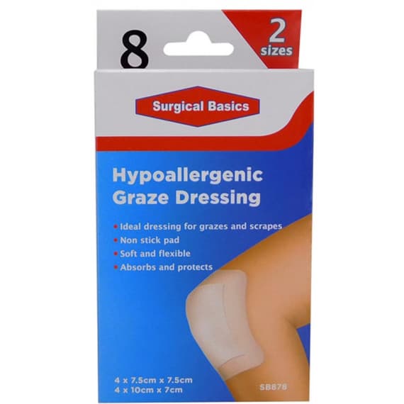 Buy Surgical Basics Graze Dressing 7.5 x 7.5 And 10 x 7cm 8 Pack Online Chempro AU