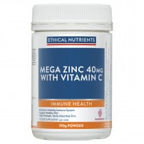 Ethical Nutrients Mega Zinc 40mg With Vitamin C Raspberry 190g