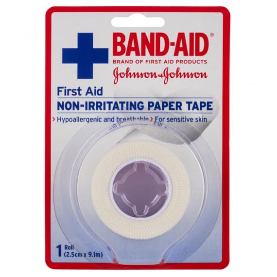Buy Band Aid First Aid Non Irritating Paper Tape 9.1m Online Chempro AU
