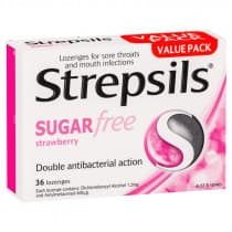 Strepsils Sugar Free Strawberry 36 Lozenges 