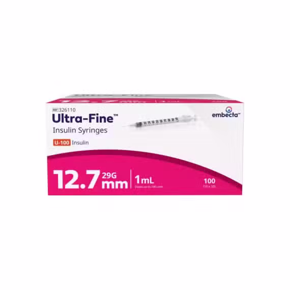 Buy Embecta Ultra Fine Insulin Syringes 1.0ml 29g X 12.7mm Single or Box 100 Ref 326719 Online Chempro AU