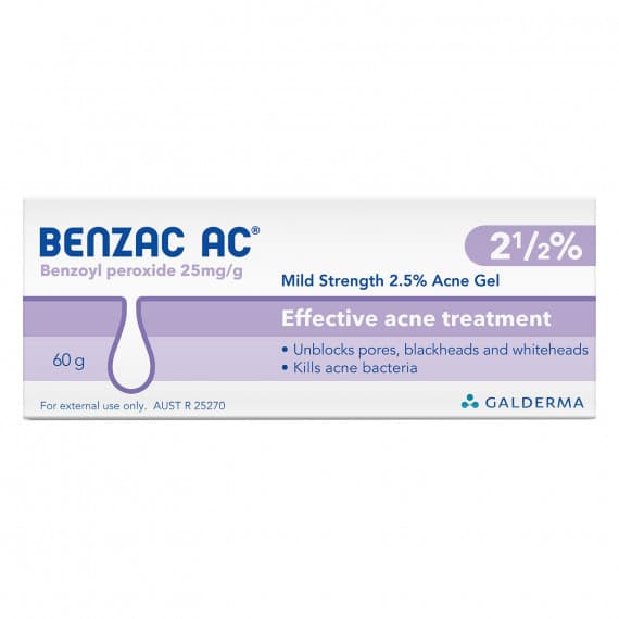 Buy Benzac AC Acne Gel 2.5 Percent 60g Online Chempro AU