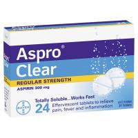 Aspro Clear Pain Relief Aspirin 24 Soluble Effervescent Tablets