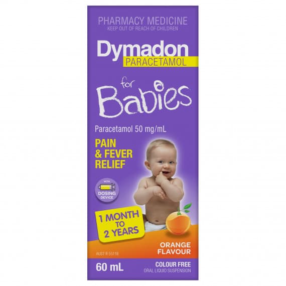 Dymadon for Babies 1 Month to 2 Years Colour Free Orange 60ml