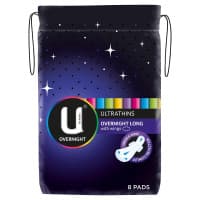 U By Kotex Overnight Long Wings Ultrathins 8 Pack