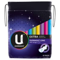 U By Kotex Overnight Long Wings Extra 8 Pack